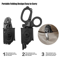 6-in-1 Foldable Trauma Shears — Carbon Black (25-Pack Bulk) - X.I. Products