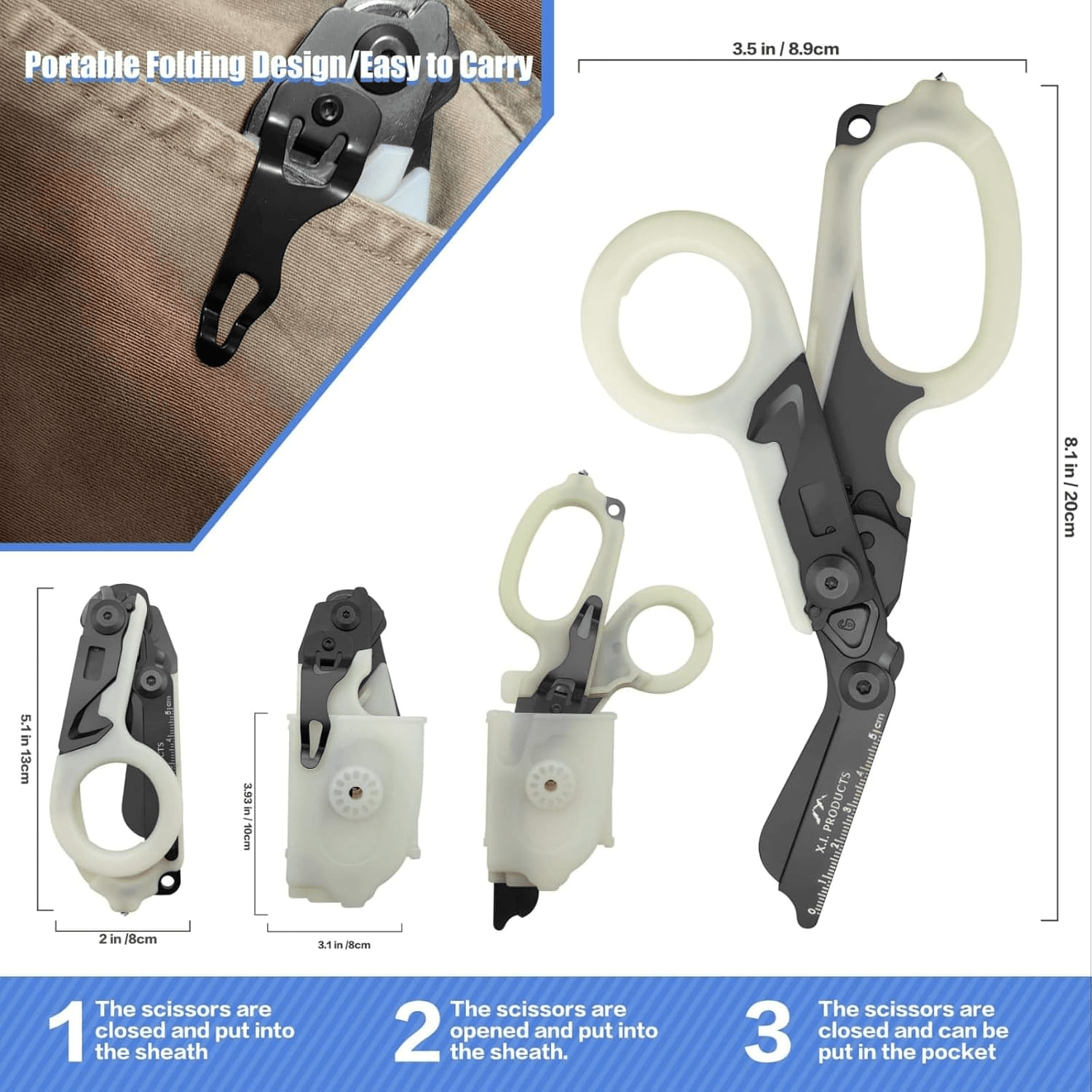 6-in-1 Foldable Trauma Shears (Carbon Duo) - X.I. Products