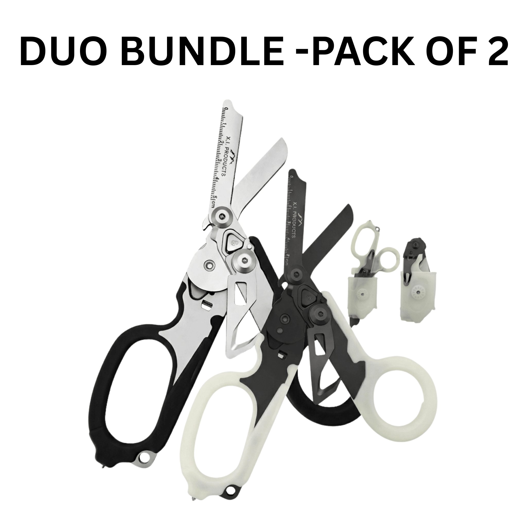 Carbon Duo bundle graphic showing two folding trauma shear color options