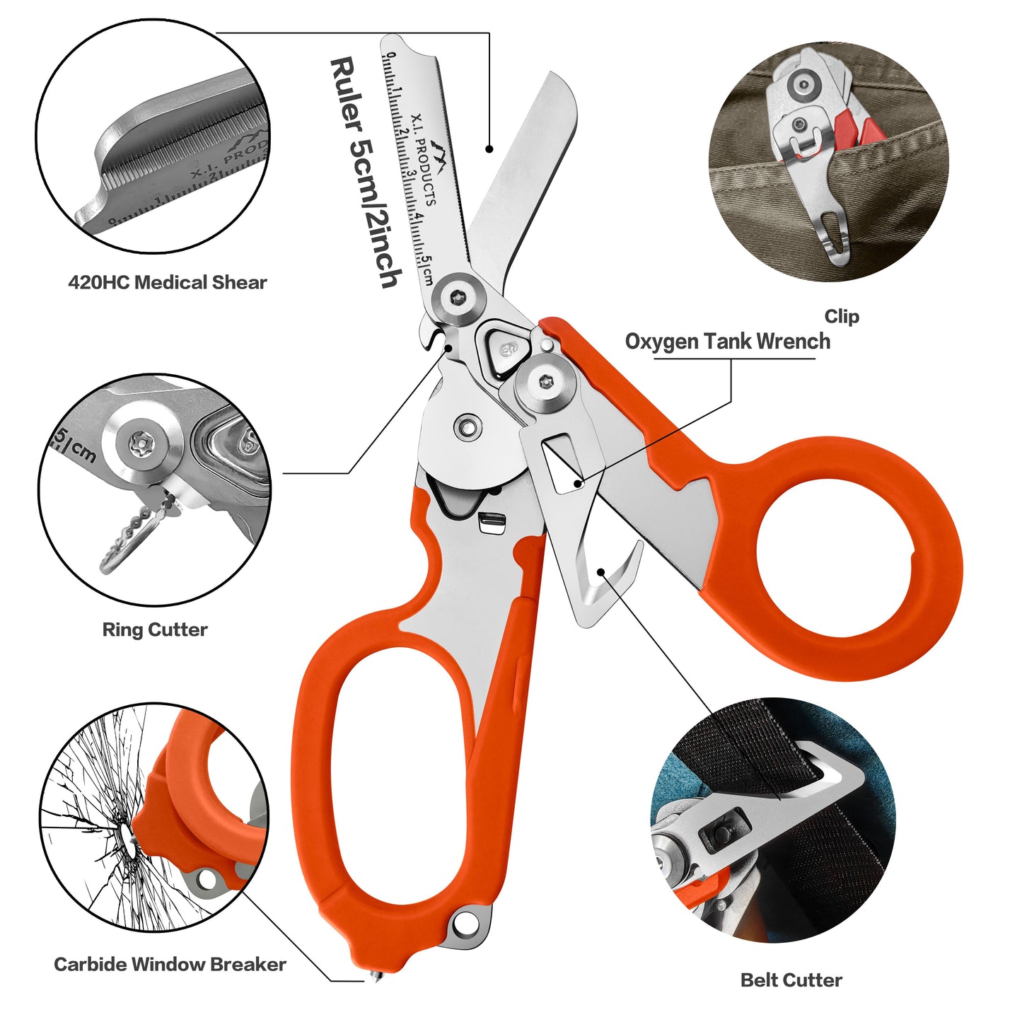 6-in-1 Trauma Shears (Orange)