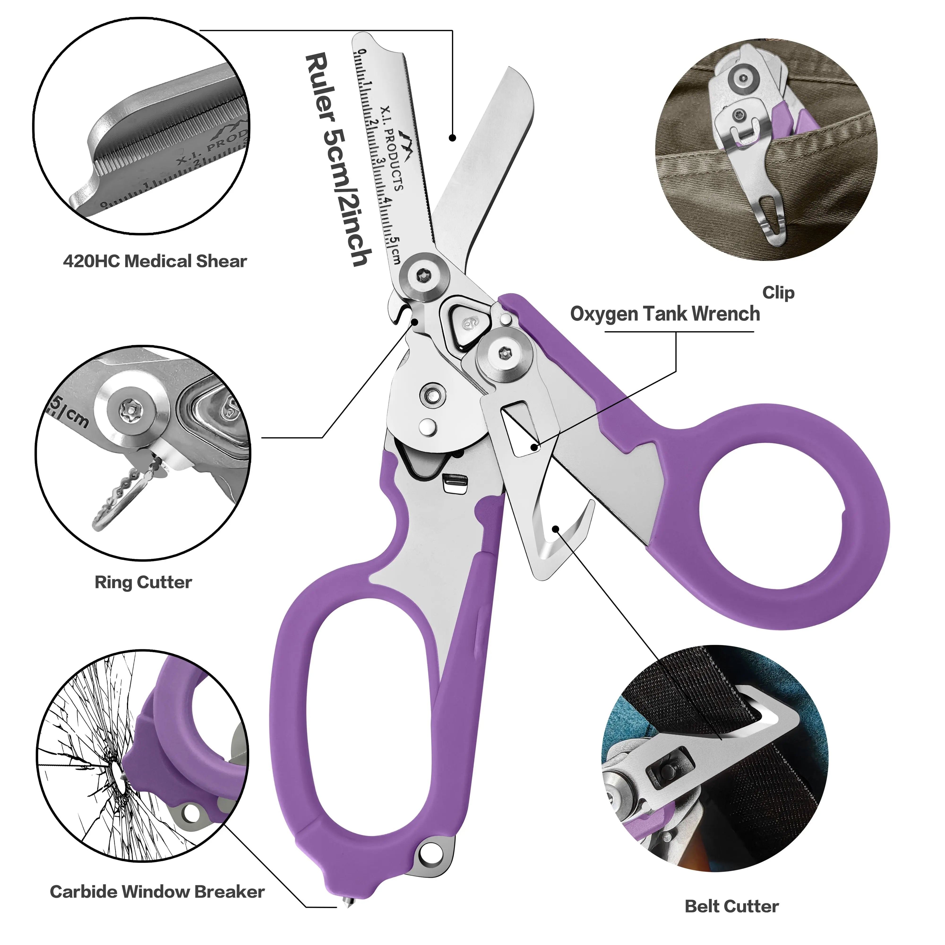 6-in-1 Trauma Shears (Purple) X.I. Products