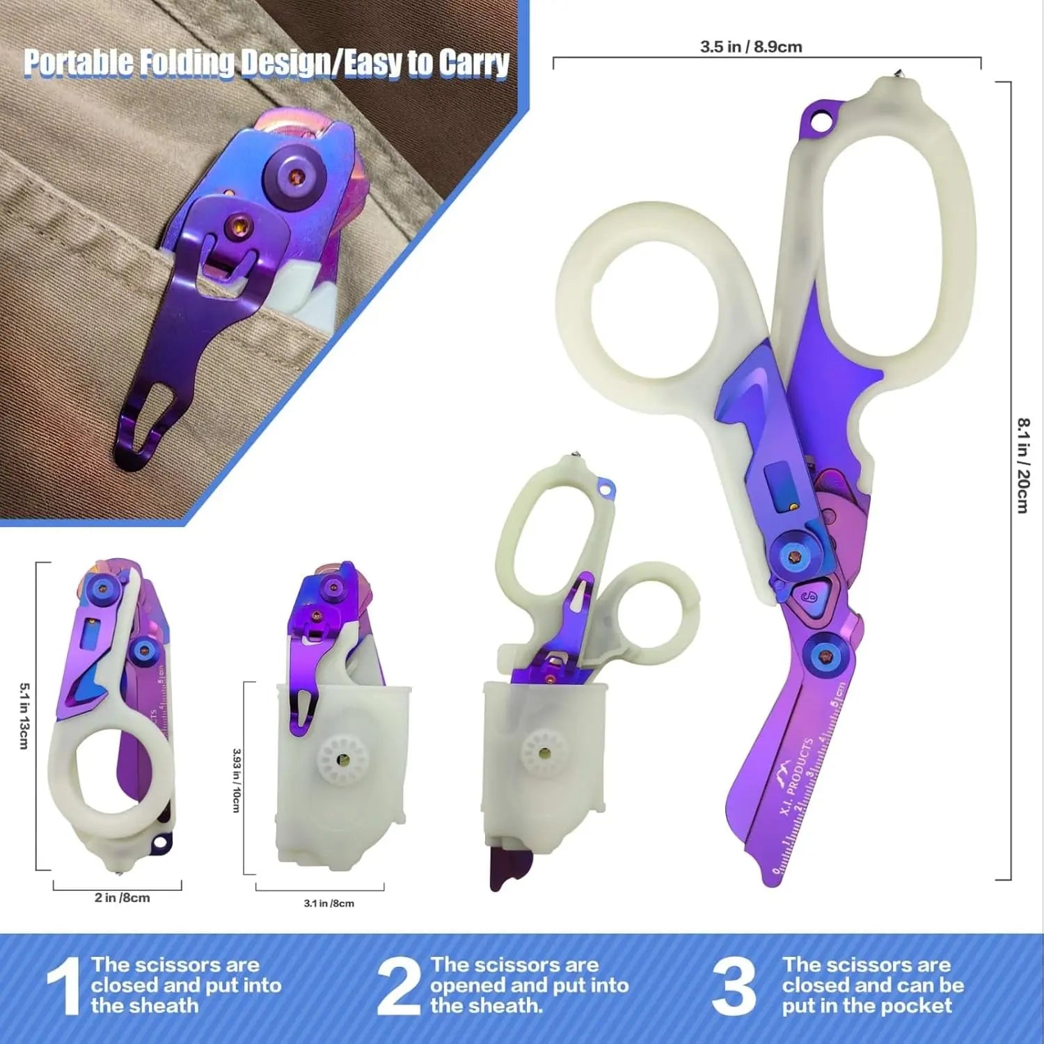 6-in-1 Trauma Shears (Purple Luminous) X.I. Products